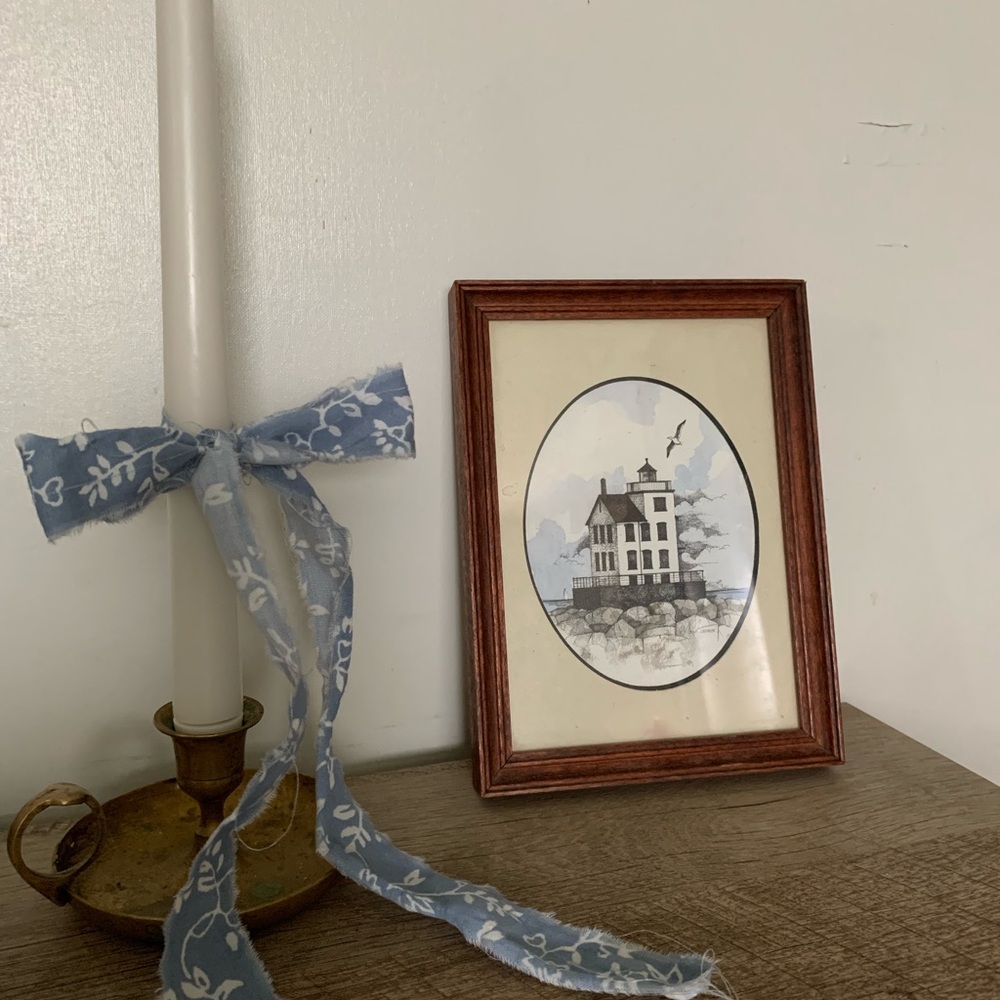 T J Struna Print, “Lorain Lighthouse” Framed, Cleveland Artist
